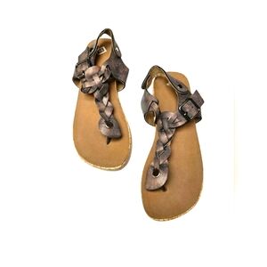 Western Boutique Bronze Brown Metallic Soft Flexible Strappy Ankle Sandals Shoes